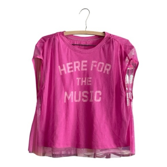 Pilcro Vibrant Pink Graphic Band Tulle Tee - Picture 2 of 5